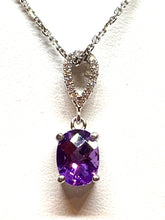 Load image into Gallery viewer, 14kt White Gold Amethyst and Diamond Pendant
