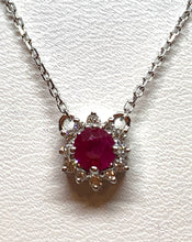 Load image into Gallery viewer, 14kt White Gold Natural Ruby and Diamond Pendant
