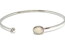 Load image into Gallery viewer, 14kt Gold Diamond and Opal Bangle Bracelet
