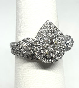 14kt White Gold Diamond Engagement Ring and Wedding Band