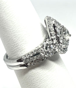 14kt White Gold Diamond Engagement Ring and Wedding Band