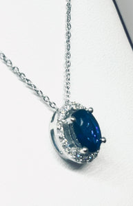 18kt White Gold Natural Sapphire and Diamond Pendant