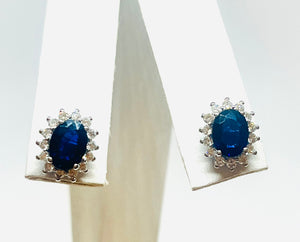 18kt White Gold Natural Sapphire and Diamond Earrings
