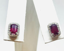 Load image into Gallery viewer, 18kt White Gold Natural Ruby and Diamond Earrings
