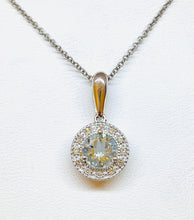 Load image into Gallery viewer, 14kt White Gold Aquamarine and Diamond Pendant
