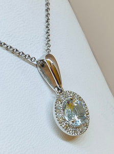 14kt White Gold Aquamarine and Diamond Pendant