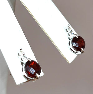 14kt White Gold Garnet and Diamond Earrings