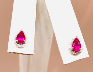 18kt White Gold Natural Ruby and Diamond Earrings